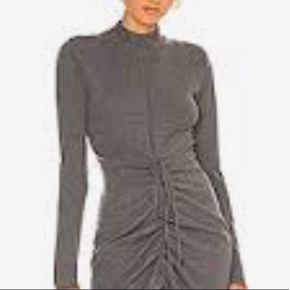 Ronny Kobo x Free People Macall M Gray Knit Adjustable Ruched Sweater Mini Dress - Picture 4 of 7